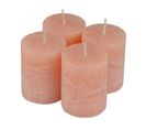 Lot De 4 Bougies Pilier "rustique" 5cm Rose Poudré