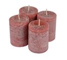 Lot De 4 Bougies Pilier "rustique" 5cm Rose