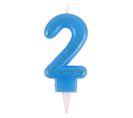 Bougie D'anniversaire Paillette "chiffre 2" 7cm Bleu