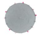 Tapis Rond Enfant "pompomparty" 90cm Gris