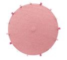 Tapis Rond Enfant "pompomparty" 90cm Rose Dragée