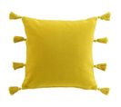 Coussin Déco à Pompons "tasselina" 45x45cm Jaune