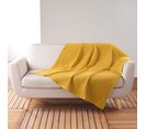 Plaid Gaufrette En Coton Uni Jaune 125x150