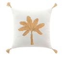 Coussin Déco Pompons "thea" 45x45cm Ocre