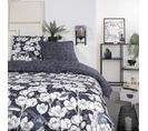 Parure De Lit Mawira - 2 Personnes - 260 X 240 Cm - 100% Coton - Bleu Marine Motif Floral