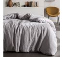 Housse De Couette Unie 2 Personnes Naghada En Lin - Gris Clair - 240x260 Cm