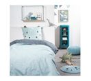 Parure De Lit   Housse De Couette 140x200 + 2 Taies D'oreiller 63x63  1 Personne  Funny2.2  Bleu