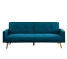 Canapé Droit Convertible Luxi 3 Places - Tissu Bleu Paon - Scandinave - L 205 X P 80 Cm