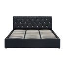 Lit Coffre Bahia Simili Noir 180x200 Sommier Inclus