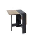 Table De Séjour Extensible Pliante - 4 Personnes - Décor Noir Et Chêne - Juno - L 104 X 76 X 74 Cm