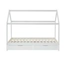 Lit Cabane Avec Tiroirs Tiny  Pin Blanc  90x190 Sommier Inclus