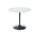 Table Ronde Monika  Verre Effet Marbre  Ronde 90cm Pied Noir