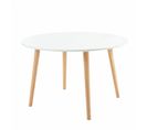 Table à Manger Oratello  Laqué Blanc Mat Pieds En Bois Massif 120cm