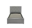 Lit Coffre Enfant Bahia Tissu Gris 90x190 Sommier Inclus