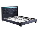 Lit à LED Filip Simili Noir Et Strass Matelas 140x190