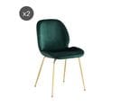 Lot De 2 Chaises Gisel  Velours Vert Foncé  Pieds En Métal Doré