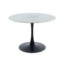 Table De Séjour Monika  Verre Effet Marbre  Ronde 110cm Pied Noir