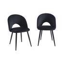 Lot De 2 Chaises Eugenie Velours Noir Pieds Métal Noir