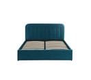 Lit Coffre Andre Velours Bleu Paon 160x200 Sommier Inclus