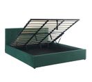 Lit Coffre 180x200 En Velours Vert Avec Tête De Lit Et Sommier - Tina