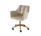 Fauteuil Monaco  En Velours Beige Avec Pieds Dorés