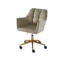 Fauteuil Monaco  En Velours Taupe Avec Pieds Dorés