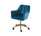 Fauteuil Monaco  En Velours Bleu Avec Pieds Dorés