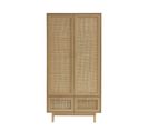 Armoire Helena Effet Chêne Et Cannage Rotin 90cm