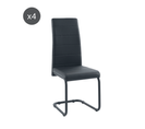 Lot De 4 Chaises Mara Simili Noir Pieds Métal Noir