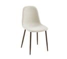 Lot De 4 Chaises Birgit Tissu Bouclette Écru Pieds Bois Foncé