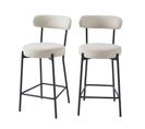 Lot De 2 Tabourets De Bar Noa Tissu Beige