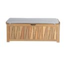 Banc Coffre De Jardin Tera 2 Places En Bois D'acacia Fsc Avec Coussin Gris Clair 140x60x54 Cm