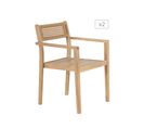 Lot De 2 Fauteuils De Jardin Nora En Bois D'acacia Fsc Blanchi Et Résine Tressée