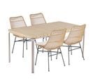 Ensemble Table Asti En Bois D'acacia Fsc 160 Cm Et 4 Chaises De Jardin Avec Coussins