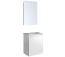 Ensemble Meuble Lave-mains Avec Miroir Porto Pack Blanc Brillant Laqué - L40 X H51 X P25 Cm -