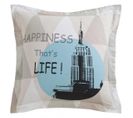 Taie D'oreiller Coton Happiness  Bleu  - 63 X 63 Avec Volant