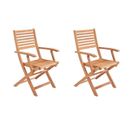 Lot De 2 Fauteuils De Jardin Pliants En Eucalyptus Fsc 57 X 52 X 90 Cm