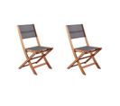 Lot De 2 Chaises De Jardin En Bois D'acacia Fsc Et Assise Textilène 50 X 57 X 90 Cm Gris