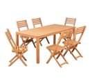 Ensemble Repas De Jardin 6 Personnes Eucalyptus Fsc Table 180 X 90 Cm + 6 Chaises Pliantes