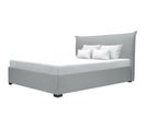 Lit Coffre Adulte 160x200 Cm - Cushion - Classique - Tissu Gris Clair - Sommier Inclus