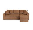 Canapé D'angle Convertible Réversible - Tissu Marron Vintage - L 244 X P 151 X H 90