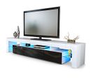 Meuble TV Blanc  Et Noir 189 Cm Avec LED (hxlxp) : 38 X 189 X 35 Cm