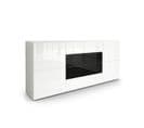 Buffet Moderne Blanc Mat  Façades Laquées  Noir Et Blanc 72 X 166 X 35