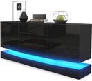 Buffet Noir Corps Mat Façade  Haute Brillance Avec Éclairage LED Rgb