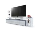 Meuble TV  Blanc Brillant Et Bordure Grise (lxhxp): 227 X 52 X 35  Cm