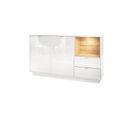 Buffet 153 Cm Laqué Blanc Avec Insertion En Chêne Naturel Mdf  (hxlxp) : 88 X 153 X 38