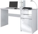 Bureau  Avec 2 Tiroirs Et D’une Porte Blanc Mat Et Blanc Haute Brillance (129 X 76 X 60 Cm)