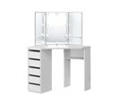 Coiffeuse D'angle Blanche  Avec LED Et Tabouret  110 X 141,5 X 54 Cm (hxlxp)