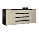 Buffet Bas Noir Mat Et Aspect Chêne (lxhxp) : 166 X 72 X 35