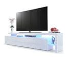 Meuble TV  Blanc Laqué  Avec LED 52 X 227 X 35 Cm